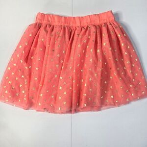 Gymboree Girls Tutu Skirt‎ Peach Shimmery Gold Tiny Hearts Sz 10 Layered Tulle